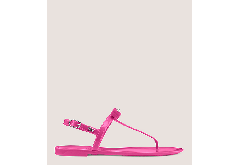 Stuart Weitzman,Pearlstud Bow Jelly,Sandal,Shine rubber,Peonia Hot Pink,Front View