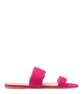 Stuart Weitzman,Santorini Scallop Slide Sandal,Slide,Suede,Peonia Hot Pink,Front View