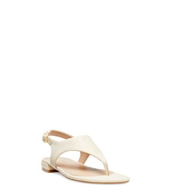 Stuart Weitzman,SANDALE PLATE SANTORINI,Sandal,Raphia chevrons,Ivoire