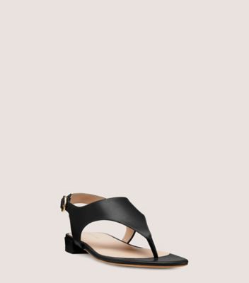 Stuart Weitzman,Santorini Flat Sandal,Sandal,Smooth Leather,Black,Side View