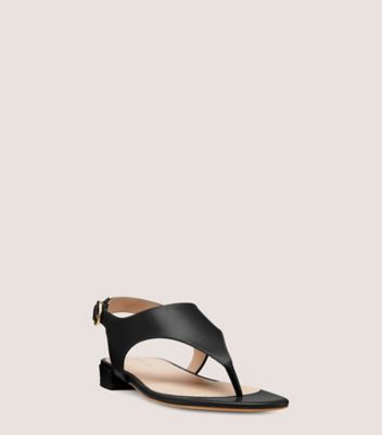 Stuart Weitzman,Sandale plate Santorini,Sandal,Cuir lisse,Noir,Side View