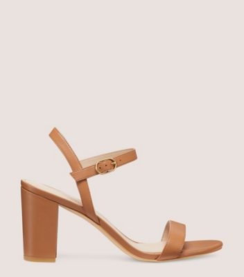 Stuart Weitzman,DANCER 75 BLOCK SANDAL,Sandal,Nappa Leather,Almond,Front View