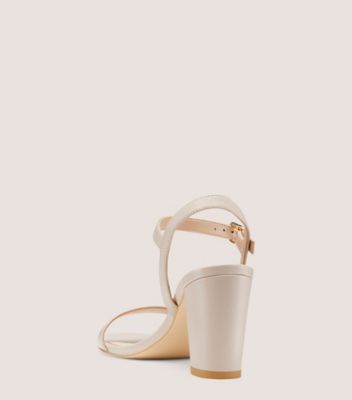 Stuart Weitzman,DANCER 75 BLOCK SANDAL,Leather,Rubber,Nappa Leather,Sandals,Day Party,Cream,Back View