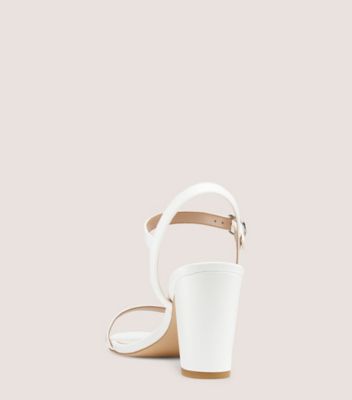 Stuart Weitzman,DANCER 75 BLOCK SANDAL,Sandal,Nappa Leather,White,Back View