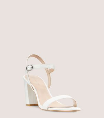 Stuart Weitzman,DANCER 75 BLOCK SANDAL,Leather,Rubber,Nappa Leather,Sandals,Day Party,White,Side View