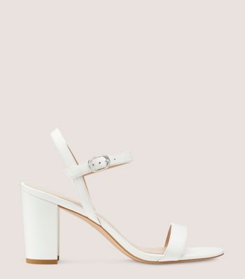 Stuart Weitzman,DANCER 75 BLOCK SANDAL,Sandal,Nappa Leather,White,Front View