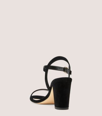 Stuart Weitzman,DANCER 75 BLOCK SANDAL,Sandal,Suede,Black,Back View