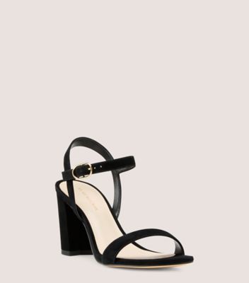 Stuart Weitzman,Sandale à talon bloc Dancer 75,Sandal,Suède,Noir,Side View