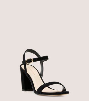 Stuart Weitzman,DANCER 75 BLOCK SANDAL,Sandal,Suede,Black,Side View