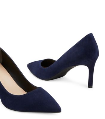 Stuart Weitzman,DANCER 75 PUMP,Suede,Leather,Rubber,Pumps,Day Party,Navy