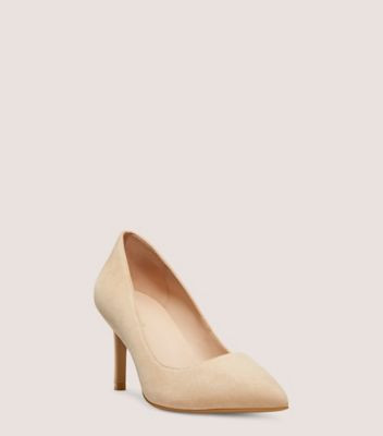 Stuart Weitzman,DANCER 75 PUMP,Suede,Leather,Rubber,Pumps,Day Party,Beige,Side View