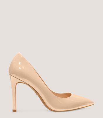 Stuart Weitzman,DANCER 95 PUMP,Pump,Patent leather,Golden Beige,Front View