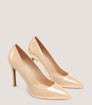 Stuart Weitzman,DANCER 95 PUMP,Pump,Patent leather,Golden Beige,Angle View