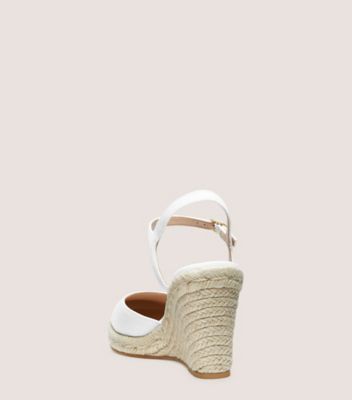 Stuart Weitzman,Mykonos Closed-Toe Espadrille Wedge,Sandal,Cotton canvas,Cream,Back View