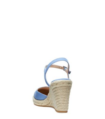 Stuart Weitzman,Espadrille à talon compensé et pointe fermée Mykonos,Sandal,Toile de coton,Pervenche