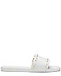 Stuart Weitzman,Pearlstud Slide,Slide,Smooth Leather,White,Front View