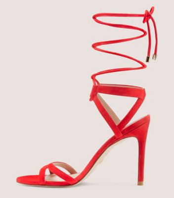 Stuart Weitzman,SOIREE 100 LACE-UP SANDAL,Red