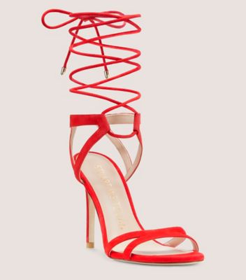 Stuart Weitzman,Sandale lacée Soiree 100,Sandal,Suède,Corail,Side View