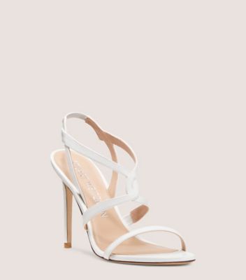 Stuart Weitzman,Sandale avec sangles Soirée 100,Sandal,Cuir nappa verni,Blanc,Side View