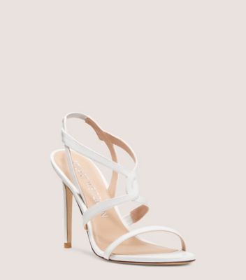 Stuart Weitzman,Soiree 100 Strappy Sandal,Sandal,Lacquered Nappa Leather,White,Side View