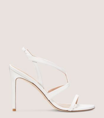 Stuart Weitzman,Sandale avec sangles Soirée 100,Sandal,Cuir nappa verni,Blanc