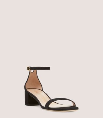 Stuart Weitzman,NUDISTCURVE 35 BLOCK SANDAL,Suede,Leather,Sandals,Foam,Traction,Day Party,Black