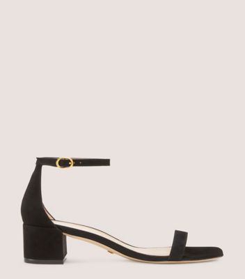 Stuart Weitzman,Nudistcurve 35 Block Sandal,Sandal,Suede,Black,Front View