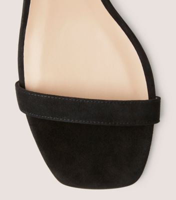 Stuart Weitzman,NUDISTCURVE 35 BLOCK SANDAL,Suede,Leather,Sandals,Foam,Traction,Day Party,Black