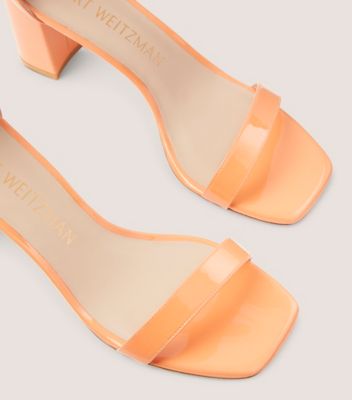 Stuart Weitzman,Nudistcurve 75 Block Sandal,Sandal,Patent leather,Clementine