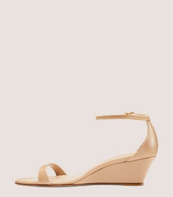 Stuart Weitzman,Sandale à talon compensé Nudistcurve 50,Sandal,Cuir verni,Beige adobe