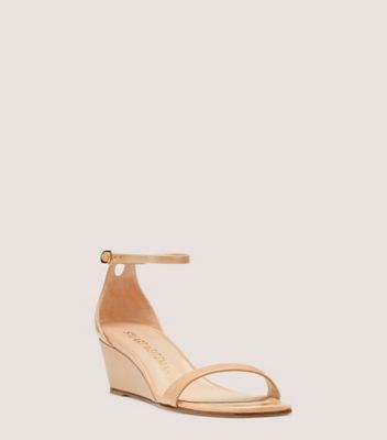 Stuart Weitzman,NUDISTCURVE 50 WEDGE,Leather,Sandals,Cut Out,Traction,Day Party,Beige,Side View