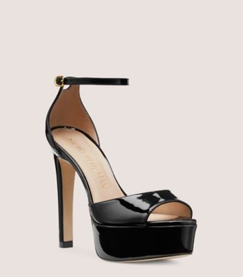 Stuart Weitzman,Sandale Discoplatform,Sandal,Cuir verni,Noir,Side View