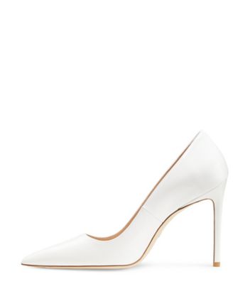 Stuart Weitzman,ESCARPIN STUART 100,Pump,Cuir verni,Blanc