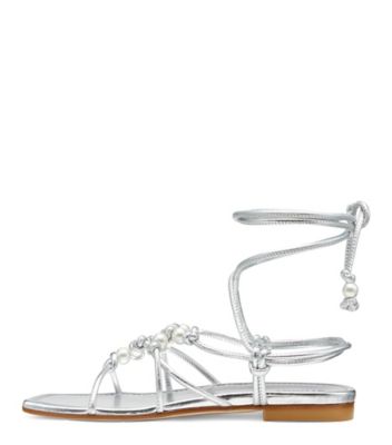 PEARL KNOT LACE-UP SANDAL, , Product