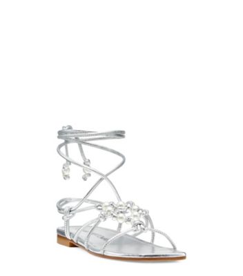 PEARL KNOT LACE-UP SANDAL, , Product