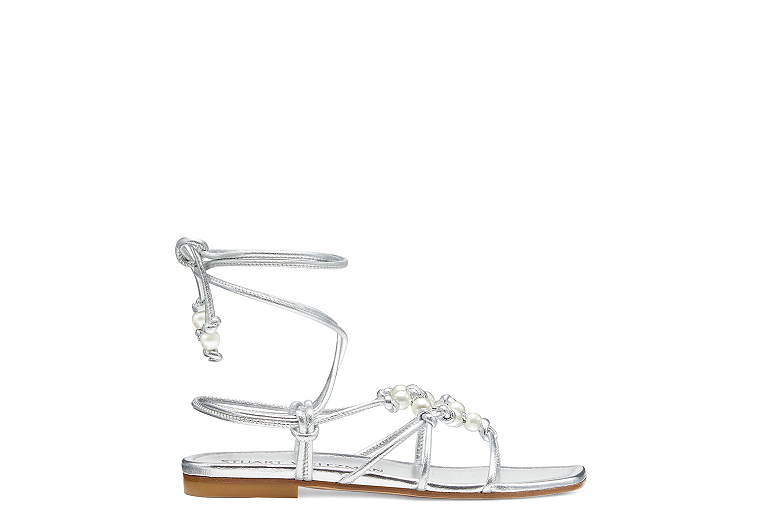 PEARL KNOT LACE-UP SANDAL, , Product