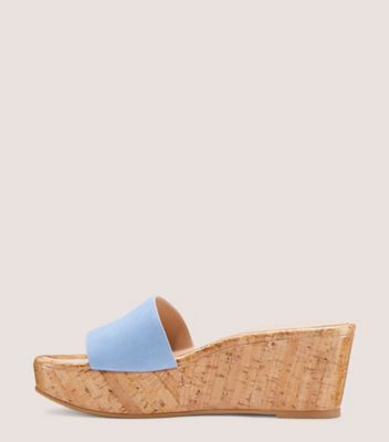 Stuart Weitzman,Summer Slide Wedge,Slide,Suede & cork,Cornflower