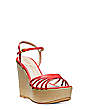 SOIREE STRAPPY WEDGE SANDAL, Coral/Tan, Product