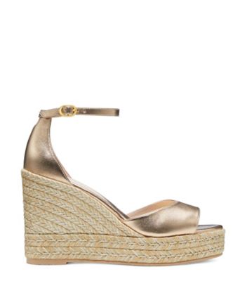 SANDALE ESPADRILLE À TALON COMPENSÉ NUDISTCURVE, Or, ProductTile