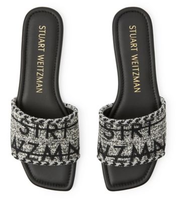 Stuart Weitzman,SUMMER SLIDE SANDAL,Woven,Leather,Rubber,Slides,Braided,Cushioned,Casual,Multi Color
