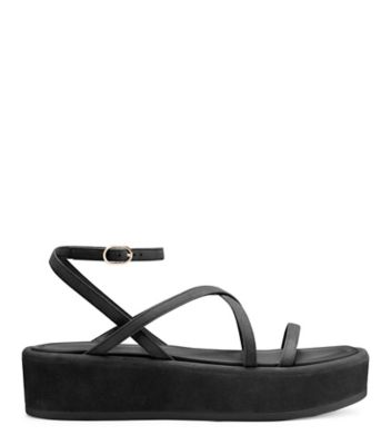 Stuart Weitzman,Summerlift Flatform Sandal,Sandal,Suede,Black,Front View