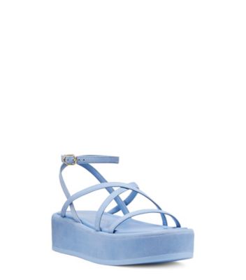 Stuart Weitzman,Summerlift Flatform Sandal,Sandal,Suede,Cornflower,Side View