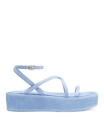 Stuart Weitzman,Summerlift Flatform Sandal,Sandal,Suede,Cornflower,Front View