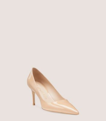 Stuart Weitzman,Stuart 75 Pump,Pump,Patent leather,Adobe Beige,Side View