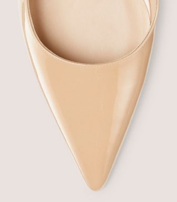 Stuart Weitzman,STUART 75 PUMP,Rubber,Leather,Pumps,Work,Beige,top down View