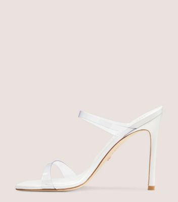 Stuart Weitzman,SANDALE À BOUT CARRÉ ALEENA 100,Slide,PVC et cuir,Transparent et blanc