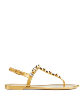 Stuart Weitzman,Goldie Crystal Jelly Sandal,Sandal,Metallic rubber,Gold,Front View