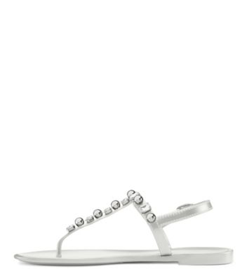 Stuart Weitzman,Sandale avec cristaux Jelly Goldie,Sandal,Caoutchouc métallique,Argent