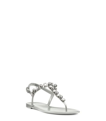 Stuart Weitzman,Sandale avec cristaux Jelly Goldie,Sandal,Caoutchouc métallique,Argent,Side View