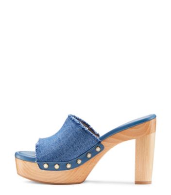 Stuart Weitzman,Sandale Pearl Clog 85,Slide,Denim,Bleu délavé